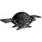 Weber Q1200 Portable Gas BBQ in Black with Folding Side Tables