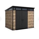 Keter Signature 9 x 7 ft Storage Shed with Pine Graphite Wood-Grain DecoCoat Finish