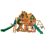 Gorilla Playsets Empire Extreme Cedar Wood Swing Set with Monkey Bars, Clatter Bridge and 3 Slides