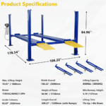 WEIZE PLA-1030 8,500 lb Four-Post Car Lift with Caster Kit - Image 8
