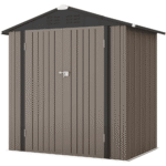 Patiowell 6 ft x 4 ft Brown Metal Outdoor Storage Shed with Sloping Roof and Lockable Doors
