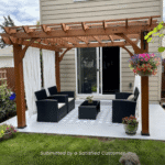 Backyard Discovery 12ft x 10ft Cedar Pergola with Built-In Power Port, Medium Brown - Image 2