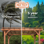 Backyard Discovery 12ft x 10ft Cedar Pergola with Built-In Power Port, Medium Brown - Image 4