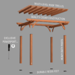 Backyard Discovery 12ft x 10ft Cedar Pergola with Built-In Power Port, Medium Brown - Image 6