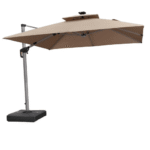 PURPLE LEAF Double-Top Solar LED Square Cantilever Patio Umbrella with Aluminium Frame
