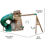 Ranger Retreat Wooden Playset With Tube Slide, Wave Slide, 3 Swings and Clubhouse