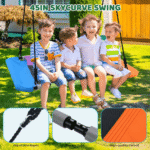 Extra-Tall 9.5ft Metal Swing Set With Belt Swing, Rectangular Swing and Trapeze Bar - Image 2