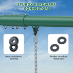 Extra-Tall 9.5ft Metal Swing Set With Belt Swing, Rectangular Swing and Trapeze Bar - Image 4