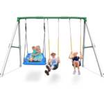 Heavy-Duty Steel A-Frame Swing Set With 45in Platform Swing and 2 Belt Swings